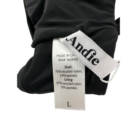 Andie Swim Black The Rockaway Scoop Neck Minimalist Bikini Top Size Large NWT - Picture 4 of 8